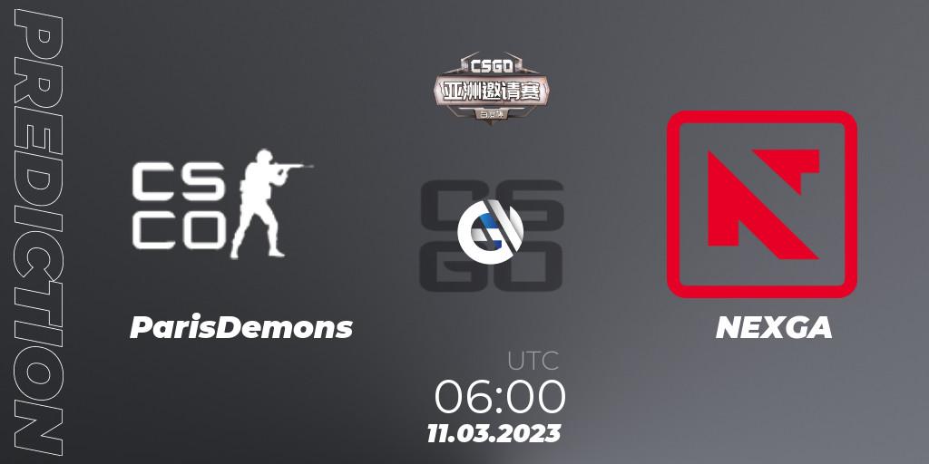 ParisDemons contre NEXGA : prédiction de match. 11.03.23. CS2 (CS:GO), Baidu Cup Invitational #2