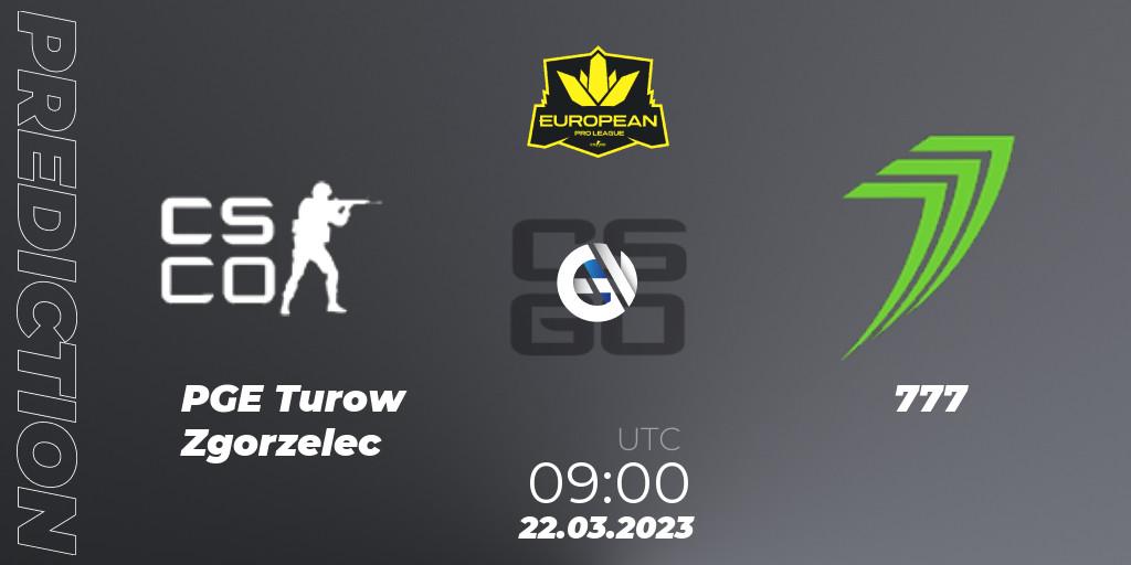 PGE Turow Zgorzelec contre 777 : prédiction de match. 22.03.23. CS2 (CS:GO), European Pro League Season 7: Division 2