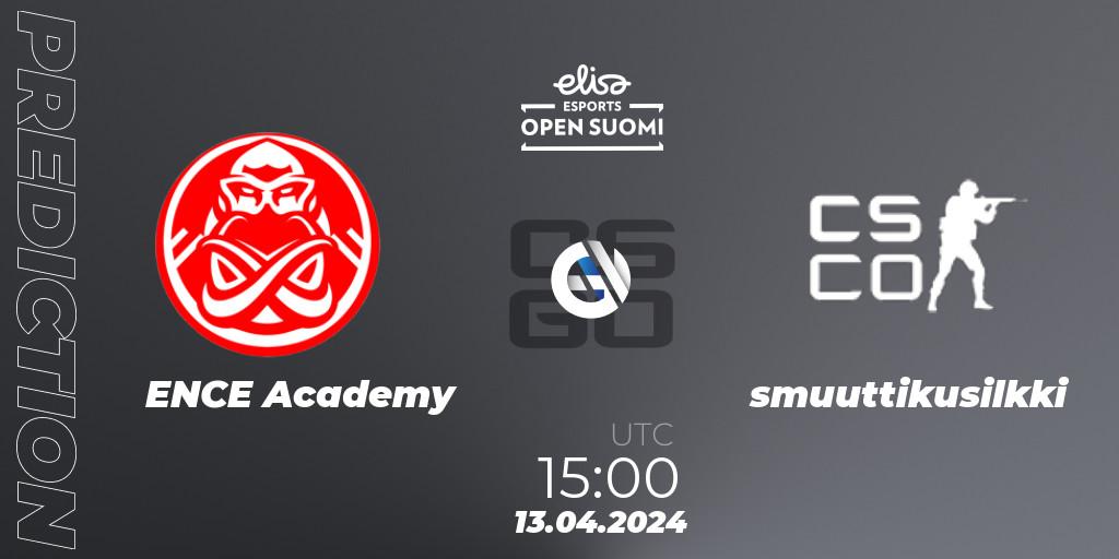 ENCE Academy contre smuuttikusilkki : prédiction de match. 13.04.24. CS2 (CS:GO), Elisa Open Suomi Season 6