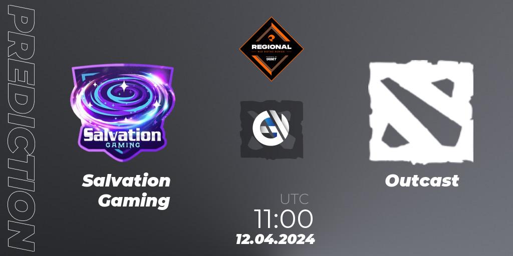 Salvation Gaming contre Outcast : prédiction de match. 12.04.2024 at 11:00. Dota 2, RES Regional Series: SEA #2