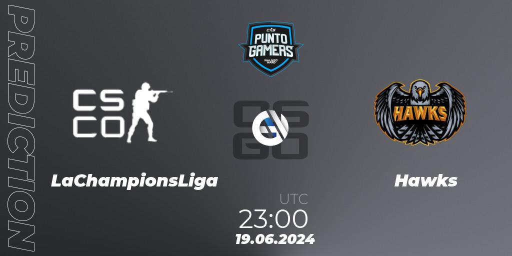 LaChampionsLiga contre Hawks : prédiction de match. 19.06.2024 at 23:00. Counter-Strike (CS2), Punto Gamers Cup 2024