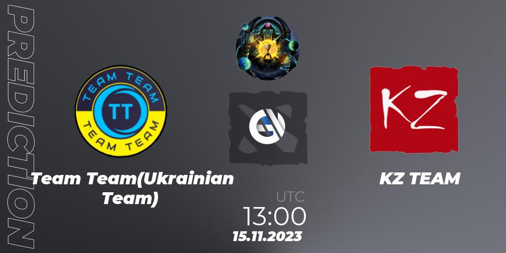 Team Team(Ukrainian Team) contre KZ TEAM : prédiction de match. 15.11.2023 at 13:15. Dota 2, ESL One Kuala Lumpur 2023 Eastern Europe #2