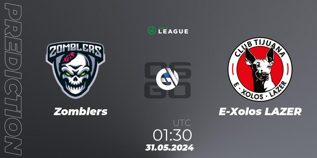 Zomblers contre E-Xolos LAZER : prédiction de match. 31.05.2024 at 01:30. Counter-Strike (CS2), ESEA Advanced Season 49 North America