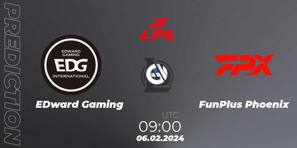 EDward Gaming contre FunPlus Phoenix : prédiction de match. 06.02.2024 at 09:00. LoL, LPL Spring 2024 - Group Stage