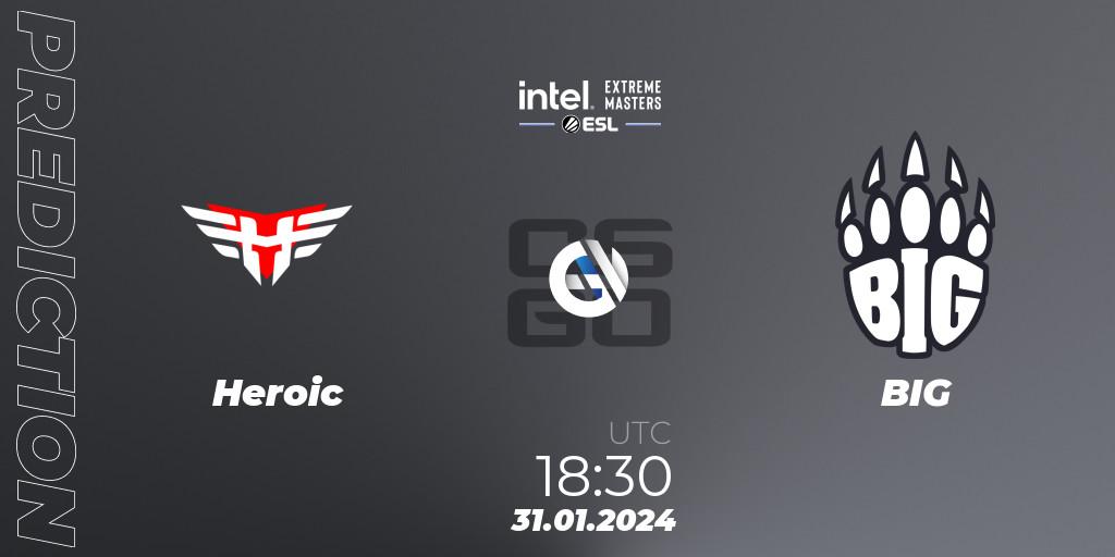 Heroic contre BIG : prédiction de match. 31.01.2024 at 19:10. Counter-Strike (CS2), IEM Katowice 2024 Play-in