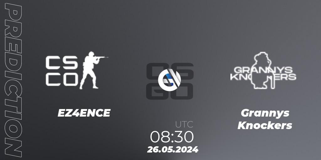 EZ4ENCE contre Grannys Knockers : prédiction de match. 26.05.2024 at 08:00. Counter-Strike (CS2), Comic Con Baltics 2024