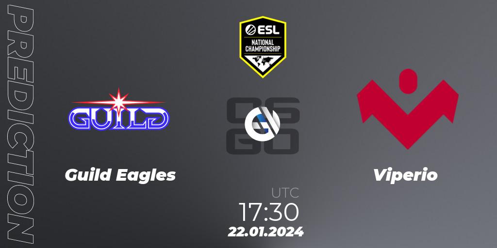 Guild Eagles contre Viperio : prédiction de match. 22.01.2024 at 17:30. Counter-Strike (CS2), ESL Pro League Season 19 NC Europe Qualifier