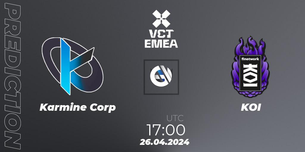 Karmine Corp contre KOI : prédiction de match. 26.04.24. VALORANT, VALORANT Champions Tour 2024: EMEA League - Stage 1 - Group Stage