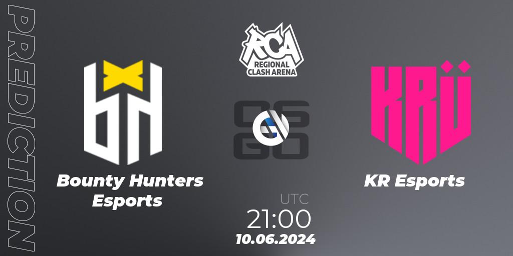 Bounty Hunters Esports contre KRÜ Esports : prédiction de match. 11.06.2024 at 14:30. Counter-Strike (CS2), Regional Clash Arena South America