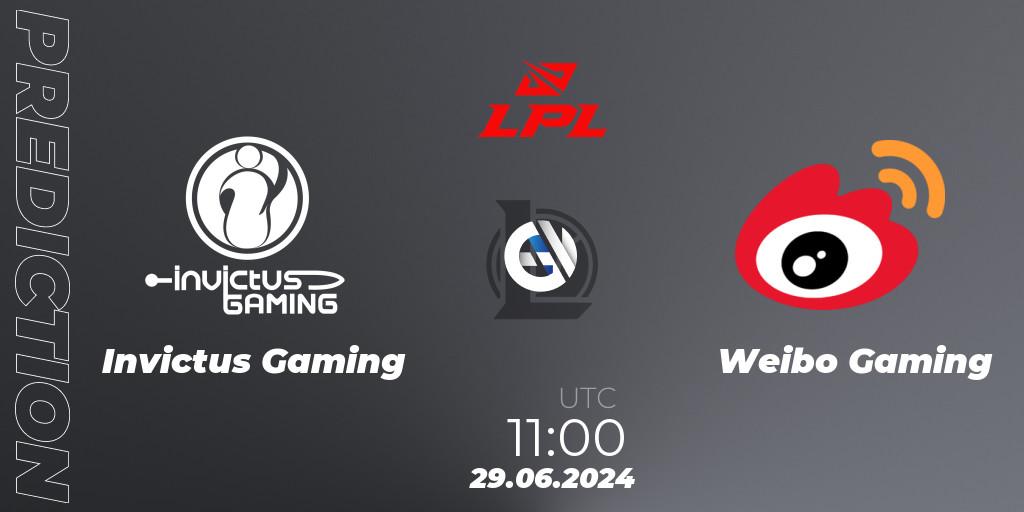 Invictus Gaming contre Weibo Gaming : prédiction de match. 29.06.2024 at 11:00. LoL, LPL 2024 Summer - Group Stage