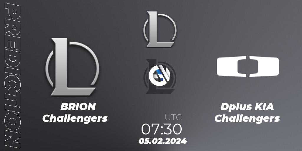 BRION Challengers contre Dplus KIA Challengers : prédiction de match. 05.02.2024 at 08:00. LoL, LCK Challengers League 2024 Spring - Group Stage