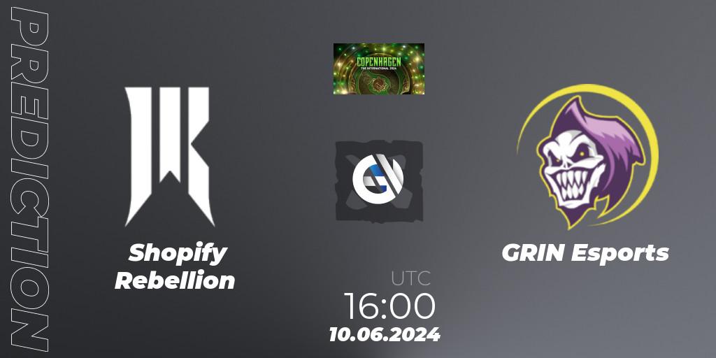 Shopify Rebellion contre GRIN Esports : prédiction de match. 10.06.2024 at 16:00. Dota 2, The International 2024: North America Closed Qualifier