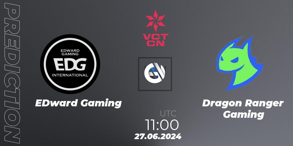 EDward Gaming contre Dragon Ranger Gaming : prédiction de match. 27.06.2024 at 11:00. VALORANT, VALORANT Champions Tour China 2024: Stage 2 - Group Stage