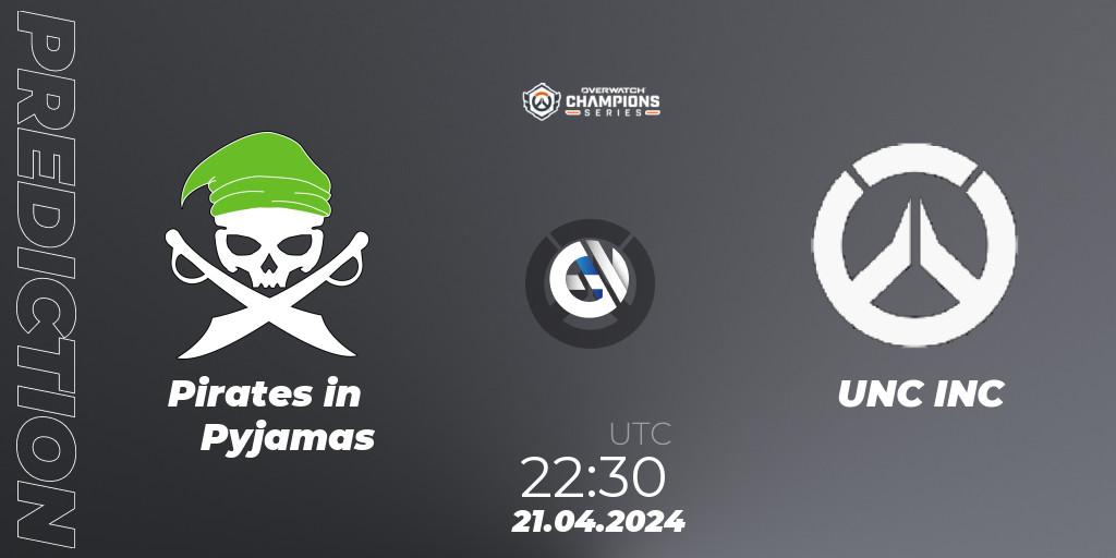 Pirates in Pyjamas contre UNC INC : prédiction de match. 21.04.2024 at 22:30. Overwatch, Overwatch Champions Series 2024 - North America Stage 2 Group Stage