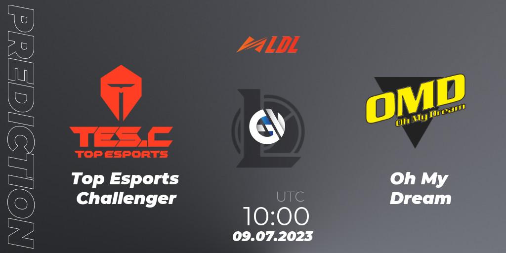 Top Esports Challenger contre Oh My Dream : prédiction de match. 09.07.2023 at 11:00. LoL, LDL 2023 - Regular Season - Stage 3
