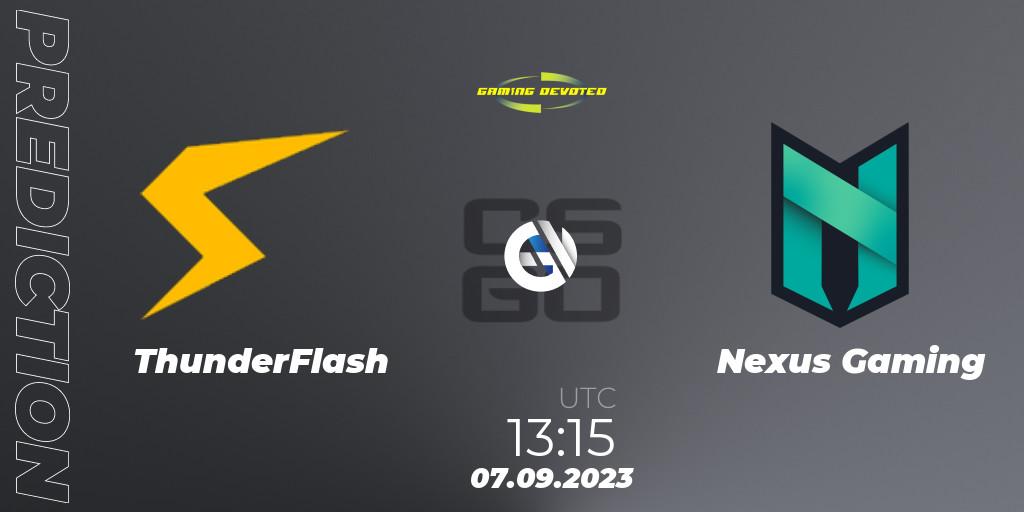 ThunderFlash contre Nexus Gaming : prédiction de match. 07.09.23. CS2 (CS:GO), Gaming Devoted Become The Best