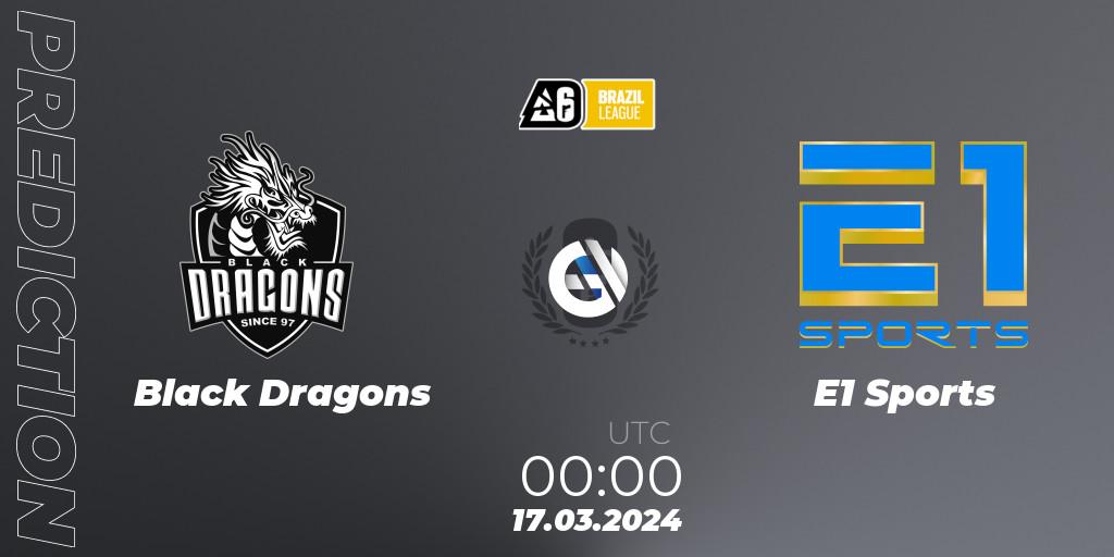 Black Dragons contre E1 Sports : prédiction de match. 12.04.2024 at 19:00. Rainbow Six, Brazil League 2024 - Stage 1