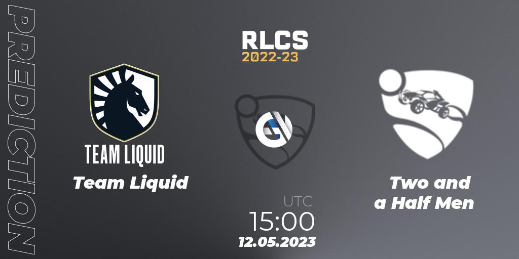 Team Liquid contre Two and a Half Men : prédiction de match. 12.05.2023 at 15:00. Rocket League, RLCS 2022-23 - Spring: Europe Regional 1 - Spring Open