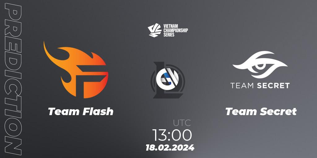 Team Flash contre Team Secret : prédiction de match. 18.02.2024 at 13:00. LoL, VCS Dawn 2024 - Group Stage