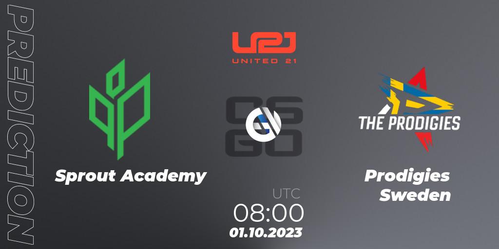 Sprout Academy contre Prodigies Sweden : prédiction de match. 01.10.2023 at 08:00. Counter-Strike (CS2), United21 Season 6