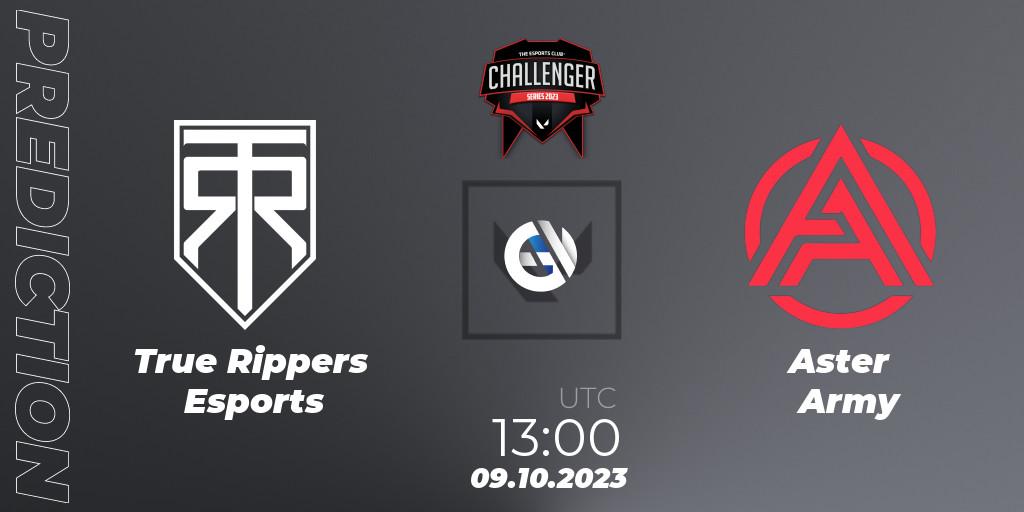 True Rippers Esports contre Aster Army : prédiction de match. 09.10.2023 at 13:15. VALORANT, TEC Challenger Series 10