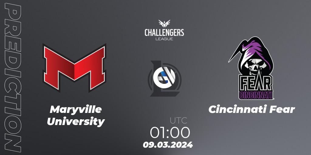 Maryville University contre Cincinnati Fear : prédiction de match. 09.03.24. LoL, NACL 2024 Spring - Group Stage