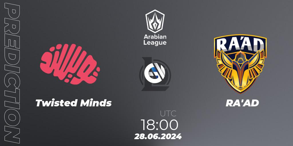 Twisted Minds contre RA'AD : prédiction de match. 27.06.2024 at 19:00. LoL, Arabian League Summer 2024