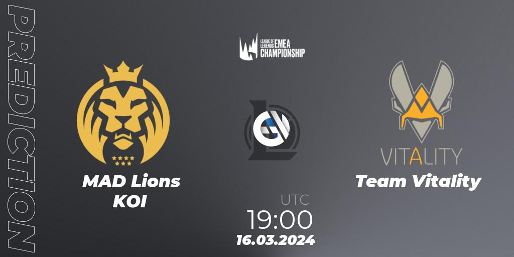 MAD Lions KOI contre Team Vitality : prédiction de match. 16.03.24. LoL, LEC Spring 2024 - Regular Season