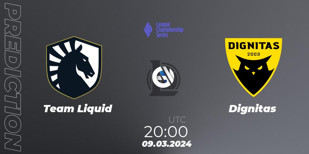 Team Liquid contre Dignitas : prédiction de match. 09.03.24. LoL, LCS Spring 2024 - Group Stage