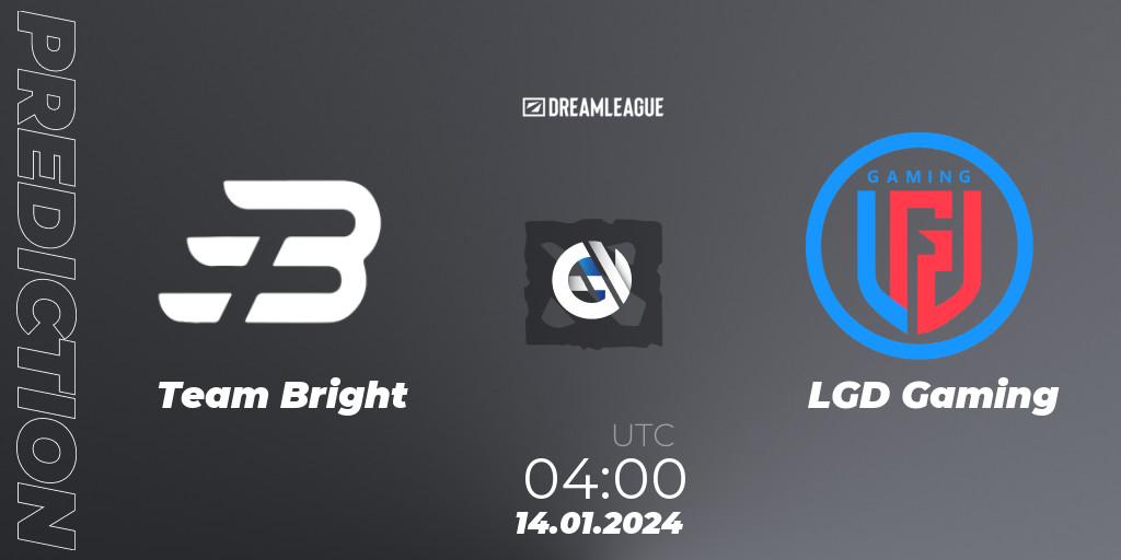 Team Bright contre LGD Gaming : prédiction de match. 14.01.24. Dota 2, DreamLeague Season 22: China Closed Qualifier