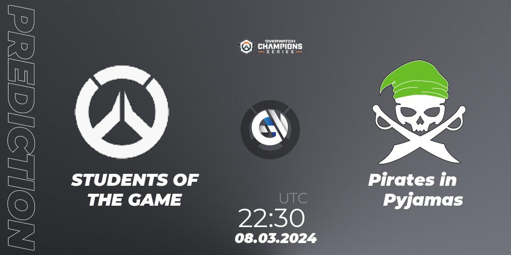 STUDENTS OF THE GAME contre Pirates in Pyjamas : prédiction de match. 08.03.2024 at 22:30. Overwatch, Overwatch Champions Series 2024 - North America Stage 1 Group Stage