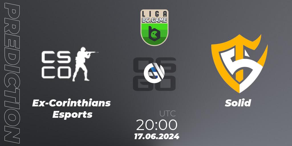 Ex-Corinthians Esports contre Solid : prédiction de match. 17.06.2024 at 20:00. Counter-Strike (CS2), Dust2 Brasil Liga Season 3