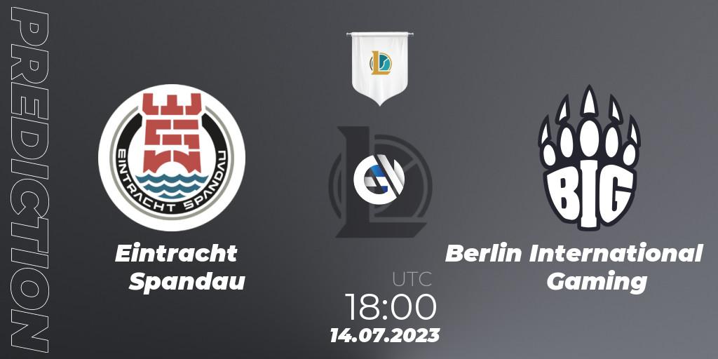 Eintracht Spandau contre Berlin International Gaming : prédiction de match. 14.07.2023 at 18:00. LoL, Prime League Summer 2023 - Group Stage