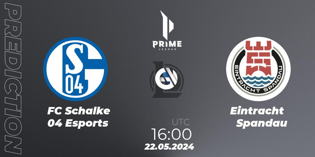 FC Schalke 04 Esports contre Eintracht Spandau : prédiction de match. 22.05.2024 at 16:00. LoL, Prime League Summer 2024