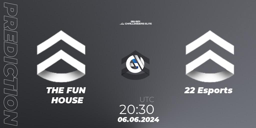 THE FUN HOUSE contre 22 Esports : prédiction de match. 06.06.2024 at 19:30. Call of Duty, Call of Duty Challengers 2024 - Elite 3: EU