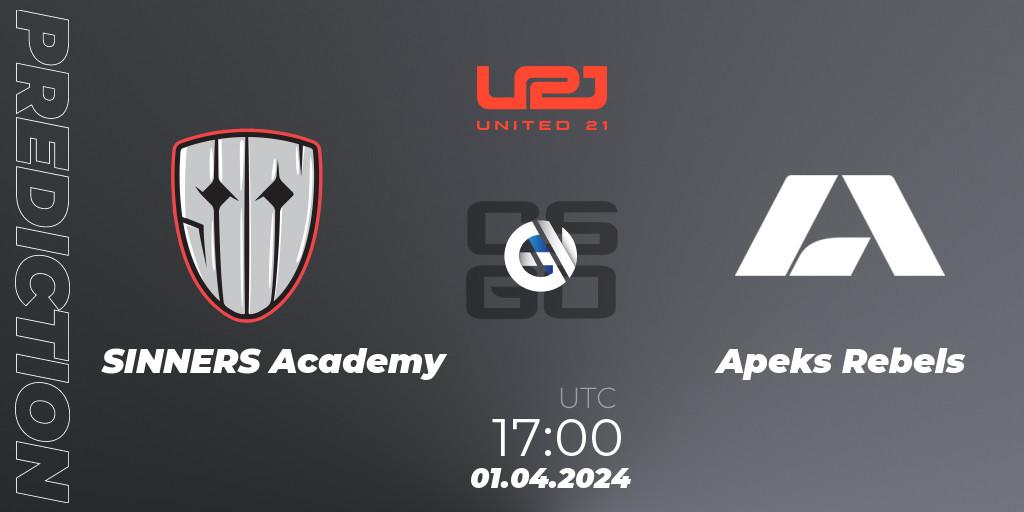 SINNERS Academy contre Apeks Rebels : prédiction de match. 01.04.24. CS2 (CS:GO), United21 Season 12: Division 2