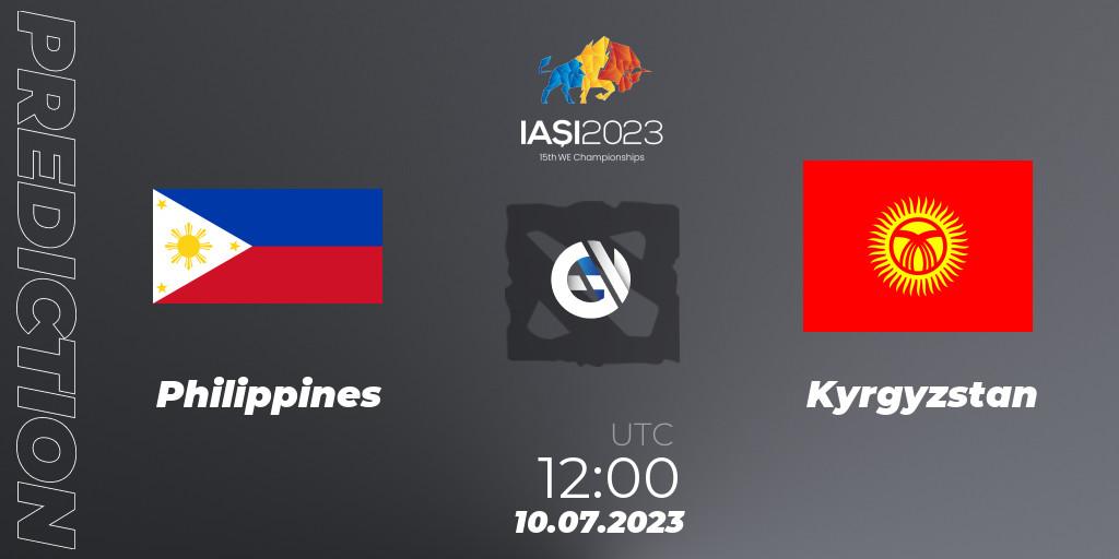 Philippines contre Kyrgyzstan : prédiction de match. 10.07.2023 at 13:00. Dota 2, Gamers8 IESF Asian Championship 2023