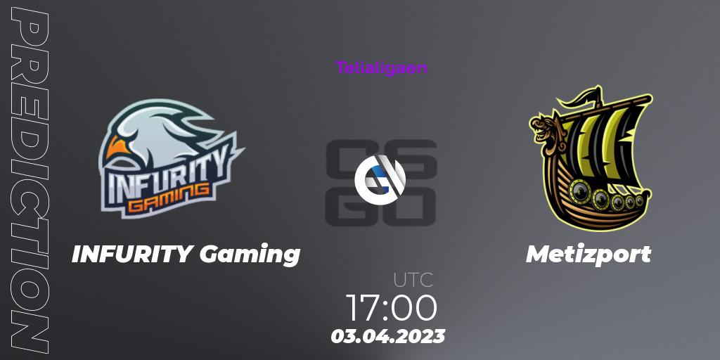 INFURITY Gaming contre Metizport : prédiction de match. 03.04.23. CS2 (CS:GO), Telialigaen Spring 2023: Group stage