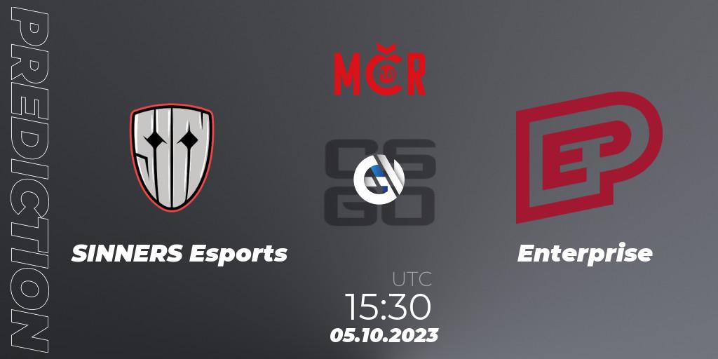 SINNERS Esports contre Enterprise : prédiction de match. 05.10.2023 at 12:00. Counter-Strike (CS2), Tipsport Cup Prague Fall 2023: Online Stage