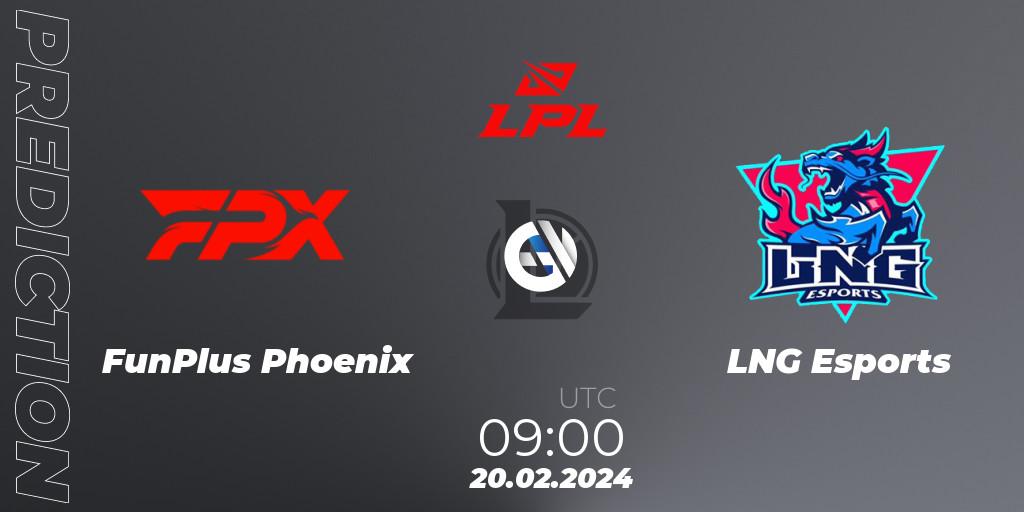 FunPlus Phoenix contre LNG Esports : prédiction de match. 20.02.24. LoL, LPL Spring 2024 - Group Stage