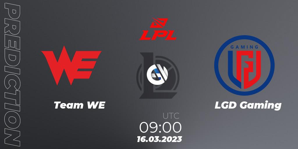 Team WE contre LGD Gaming : prédiction de match. 16.03.2023 at 09:00. LoL, LPL Spring 2023 - Group Stage