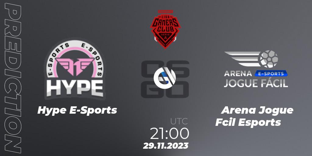 Hype E-Sports contre Arena Jogue Fácil Esports : prédiction de match. 29.11.2023 at 21:00. Counter-Strike (CS2), Gamers Club Liga Série A: Esquenta