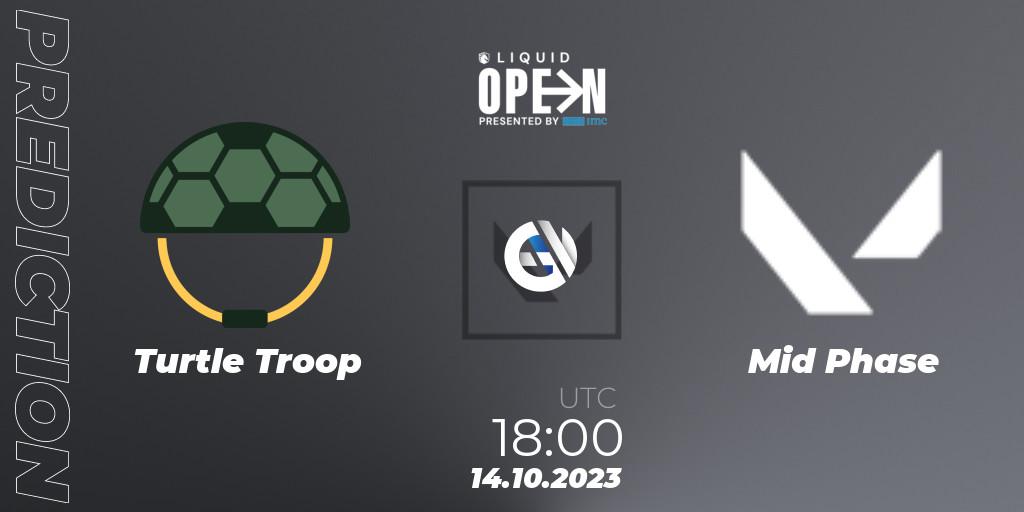 Turtle Troop contre Mid Phase : prédiction de match. 14.10.2023 at 18:00. VALORANT, Liquid Open 2023 - North America
