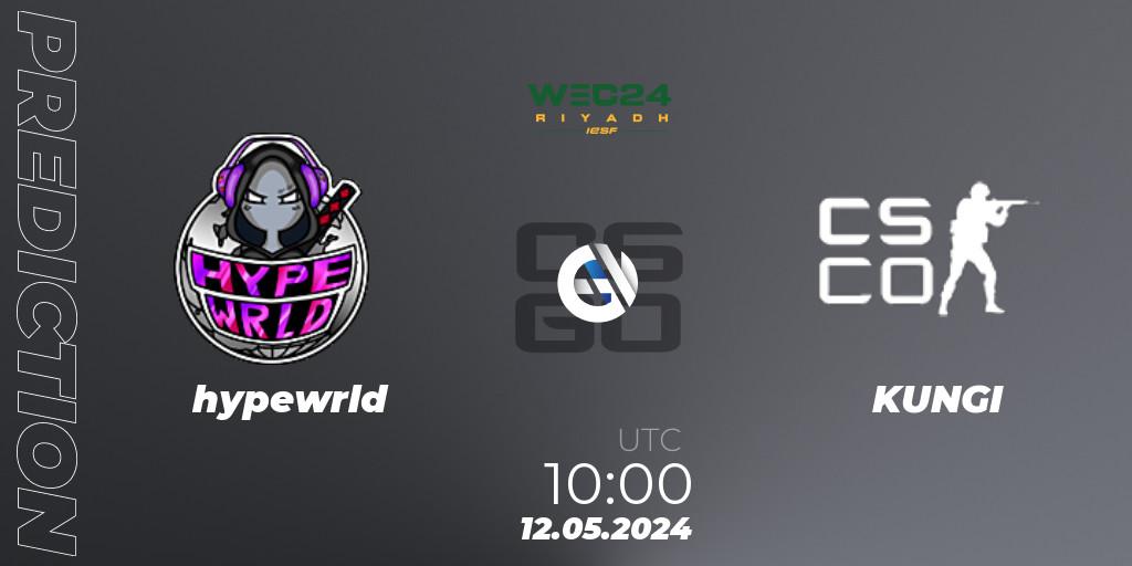 hypewrld contre KUNGI : prédiction de match. 12.05.2024 at 10:00. Counter-Strike (CS2), IESF World Esports Championship 2024: Latvian Qualifier