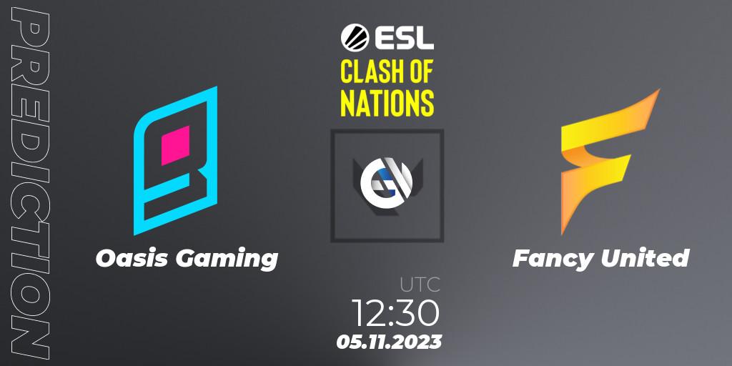 Oasis Gaming contre Fancy United : prédiction de match. 05.11.2023 at 13:00. VALORANT, ESL Clash of Nations 2023 - SEA Closed Qualifier