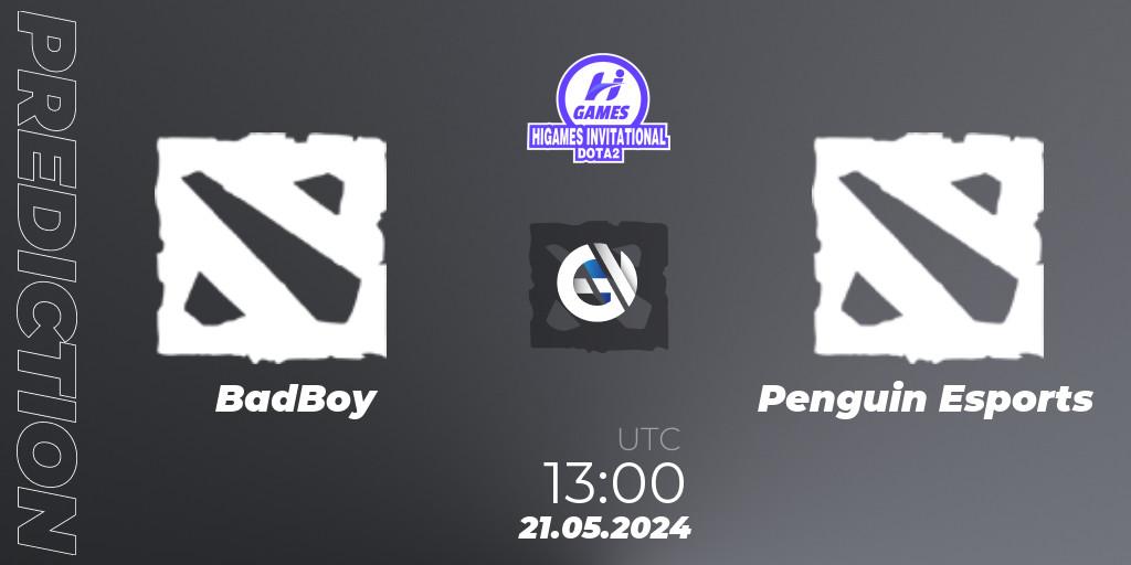 BadBoy contre Penguin Esports : prédiction de match. 21.05.2024 at 13:00. Dota 2, HiGames Invitational