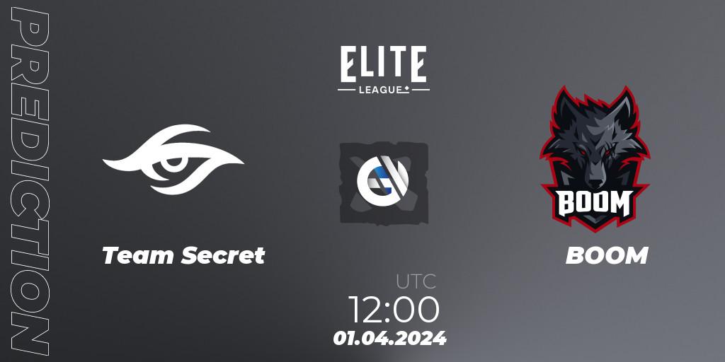 Team Secret contre BOOM : prédiction de match. 01.04.24. Dota 2, Elite League: Swiss Stage