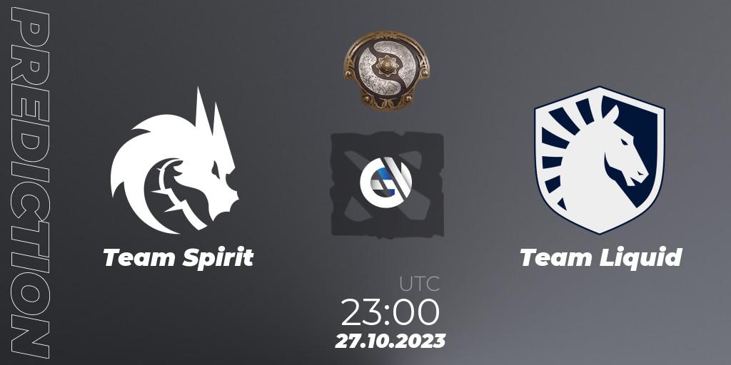 Team Spirit contre Team Liquid : prédiction de match. 27.10.23. Dota 2, The International 2023