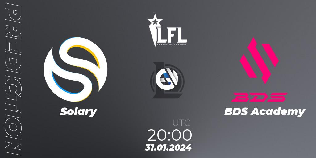 Solary contre BDS Academy : prédiction de match. 31.01.2024 at 20:00. LoL, LFL Spring 2024