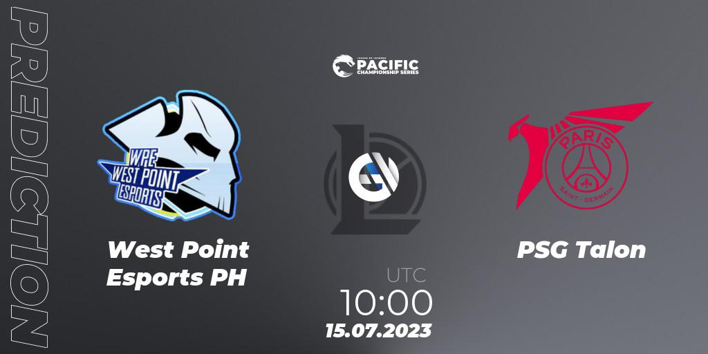 West Point Esports PH contre PSG Talon : prédiction de match. 15.07.2023 at 10:00. LoL, PACIFIC Championship series Group Stage